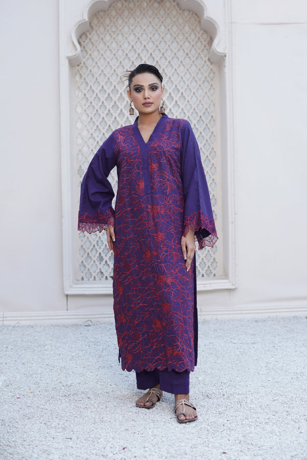 2PC Stitched |Embroidered Khaddar Suit