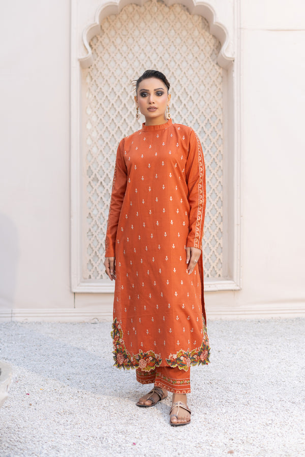 2PC Stitched | Embroidered Khaddar Suit