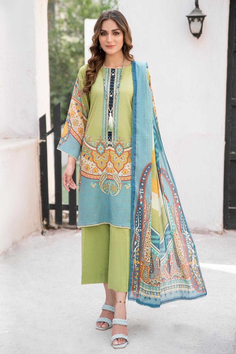 3 PC Unstitched | Digital Printed Shirt + Digital Printed Dupatta + Dy ...