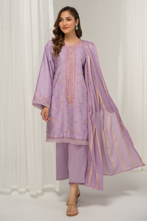 3 PC Unstitched Jacquard Embroidered Suit